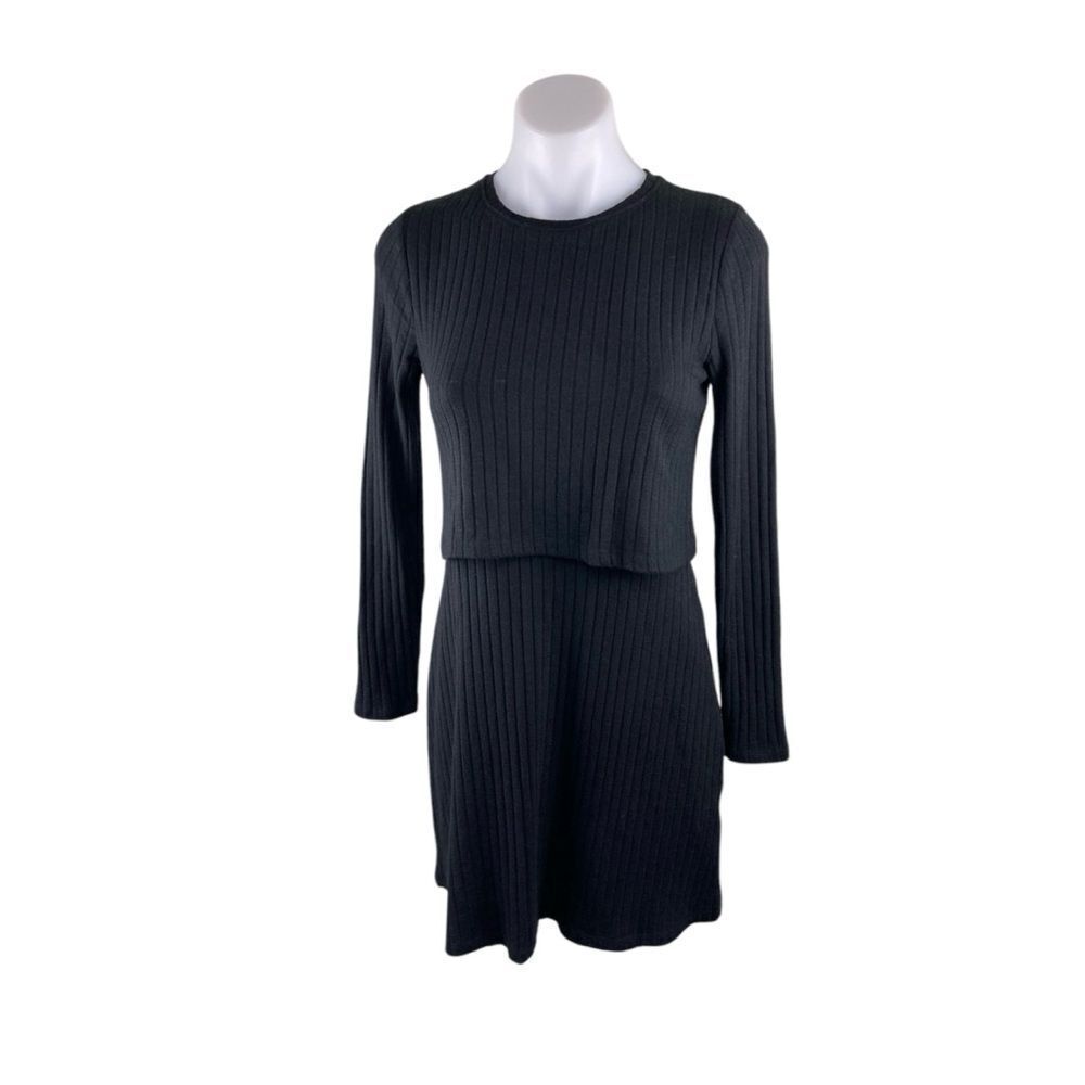 Abercrombie and fitch black ribbed sweater dress